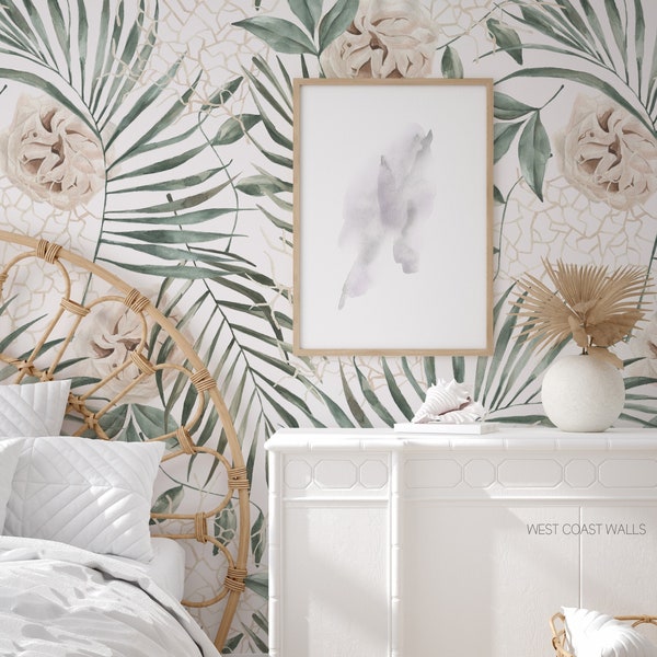 Tropical Monstera Leaves Wallpaper  / Jungle Wallpaper / Tropical Wallpaper  /  Feature Wall / Tropical Leaves Wallpaper