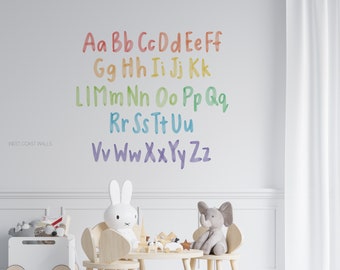 Watercolor Alphabet Letters Removable Decals / Alphabet Sticker Set / Alphabet Classroom Decor / Rainbow Alphabet Decals / Letter Decals /