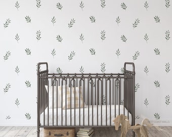 Painted Fern Removable Decals / Watercolor Fern Stickers / Botanical Decals / Eucalyptus Decals / Leaf Decals / Greenery Feature Wall