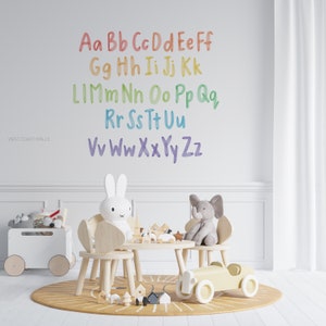 Watercolor Alphabet Letters Removable Decals / Alphabet Sticker Set / Alphabet Classroom Decor / Rainbow Alphabet Decals / Letter Decals /