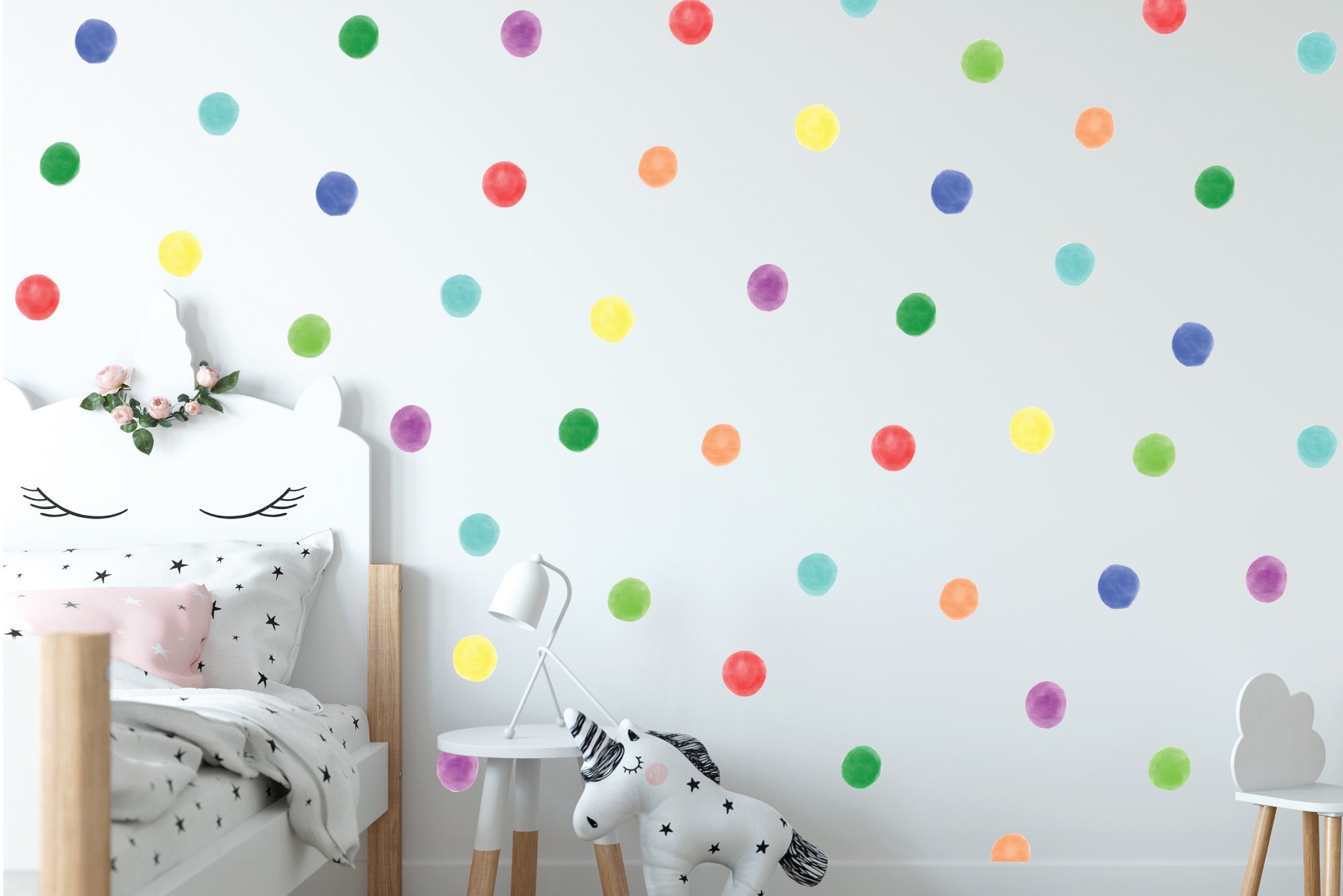 Rainbow Dots Wall Decals / Removable Rainbow Decals / Peel and Etsy