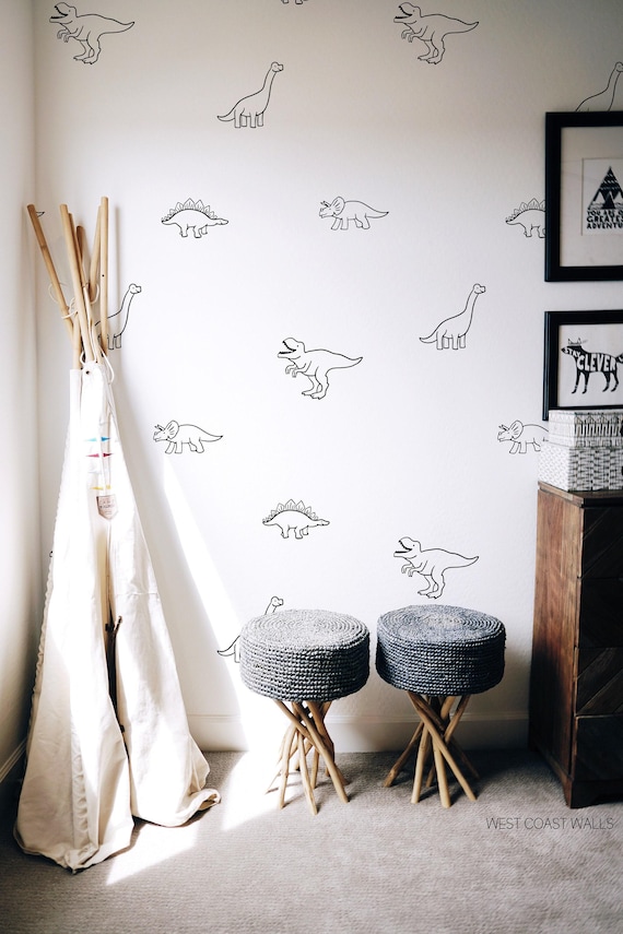 Minimalist Dinosaur Decals / Dinosaur Decor / Removable Dinosaurs / Nursery Decor / Boys Room / Dinosaur Stickers / Dinosaur Decor / T-Rex