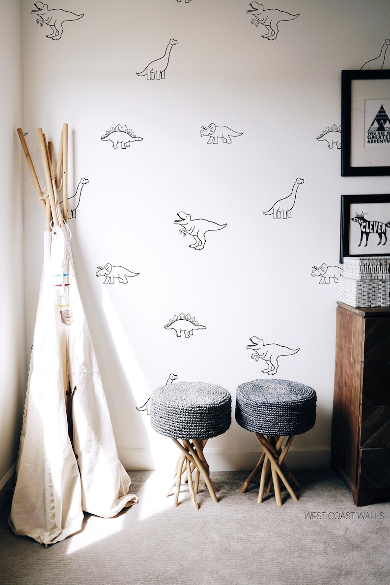 Minimalist Dinosaur Decals / Dinosaur Decor / Removable Dinosaurs / Nursery Decor / Boys Room / Dinosaur Stickers / Dinosaur Decor / T-Rex image 1