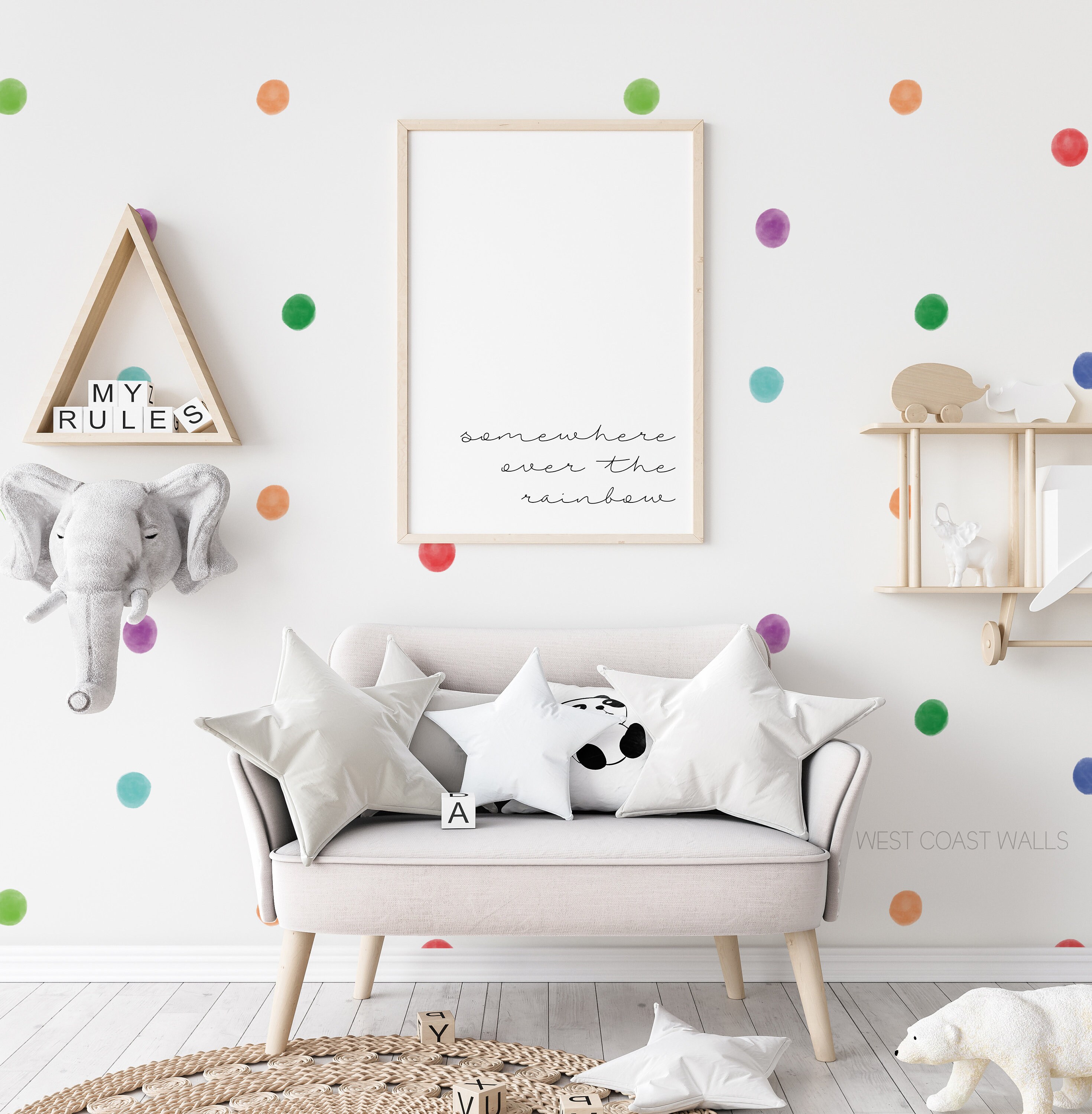 Rainbow Dots Wall Decals / Removable Rainbow Decals / Peel and Etsy