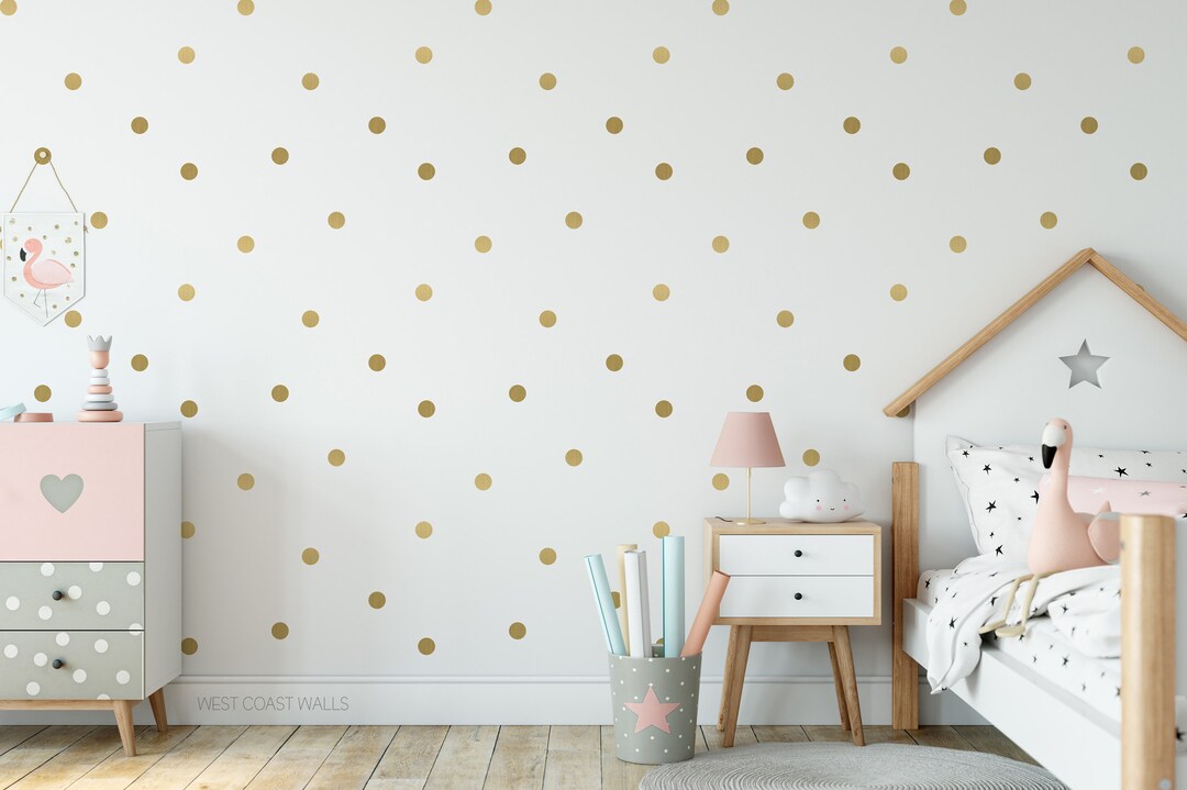 Metallic Gold Dot Wall Decals / Removable Dot Decals / Gold Polka Dots