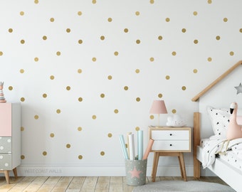 Metallic Gold Dot Wall Decals / Removable Dot Decals / Gold Polka Dots / Dot Wall Stickers / Nursery Decor / Gold Nursery decor