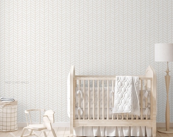 Herringbone Wallpaper Hand Drawn Chevron Peel and Stick or Traditional