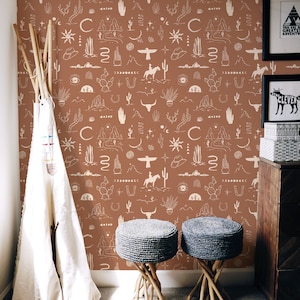 Wild West Wallpaper / Western Theme Room Decor / Western Nursery
