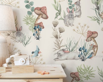 Whimsical Forest Wallpaper / Hand Painted Animals / Woodland Theme / Whimsical Woodland / Nursery Decor / Animal Accent Wall / Nursery Wall