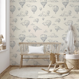 Vintage Hot Air Balloon Wallpaper, alternate colors available / Wallpaper / Air Balloon Decor / Air Balloon Wallpaper / Nursery Wallpaper image 4