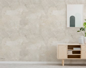 Carta da parati con texture in tela neutra / Texture finta di intonaco veneziano / Pareti in cemento / Decorazioni murali neutre