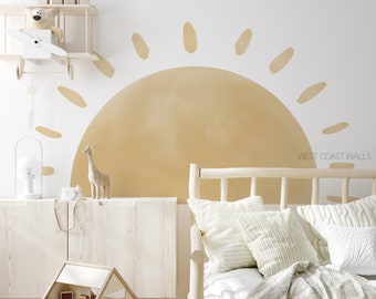 Sticker mural amovible grand soleil / Sticker soleil surdimensionné / Sticker soleil aquarelle / décoration de chambre de bébé soleil / Sticker mural salle de jeux / papier peint pour chambre d'enfant