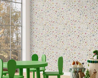 Woodland Mosaic  x Michelle Austin / Botanical Mushroom Wildflower Wallpaper