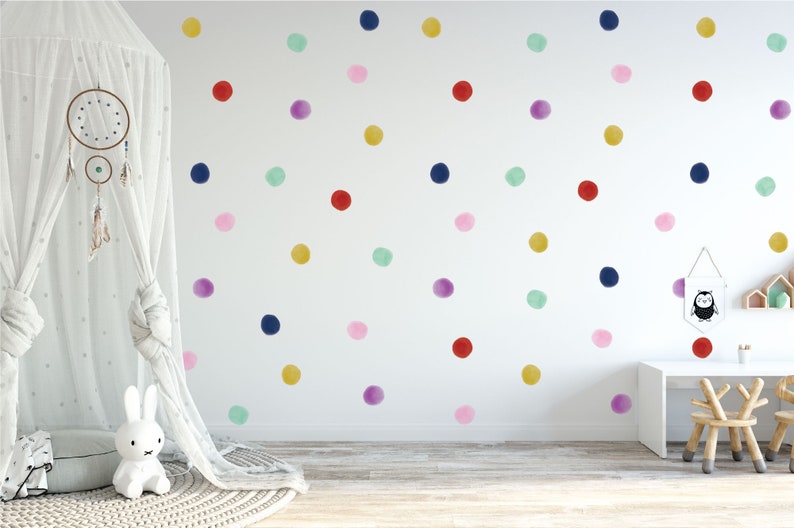 Rainbow Dots Wall Decals / Removable Rainbow Decals / Peel and Etsy