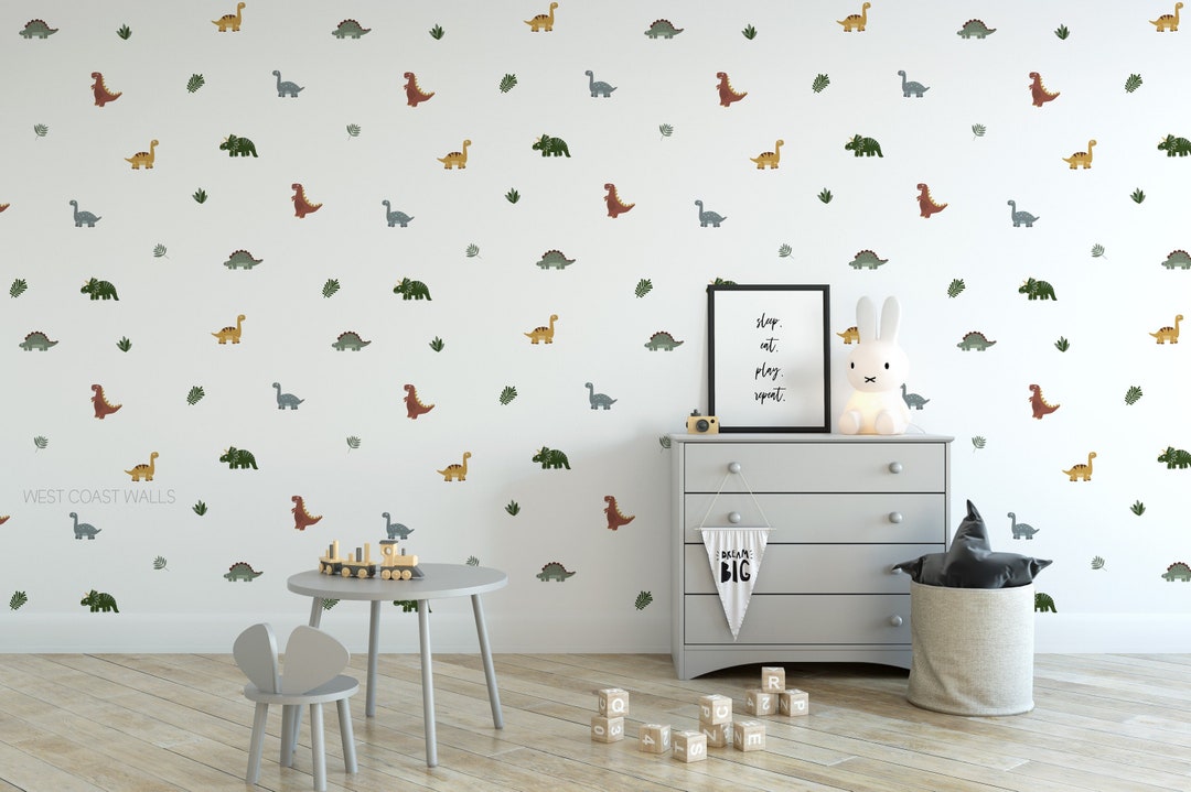 Muted Mini Dinosaur Removable Wall Decals / Dinosaur Room Decor
