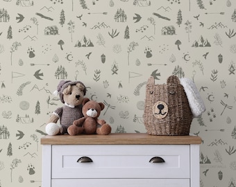 Magical Forest Wallpaper / Wilderness Theme / Outdoorsy Wallpaper / Wallpaper / Boys Room Wallpaper / Mountain Wallpaper