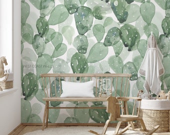 Cactus Wallpaper / Cactus Watercolor / Cacti Wallpaper / Nursery Wallpaper / Nursery Wall Decor / Kids Wallpaper