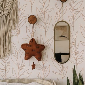 Simple Line Leaves Wallpaper Hand Drawn Peel and Stick or Traditional image 5
