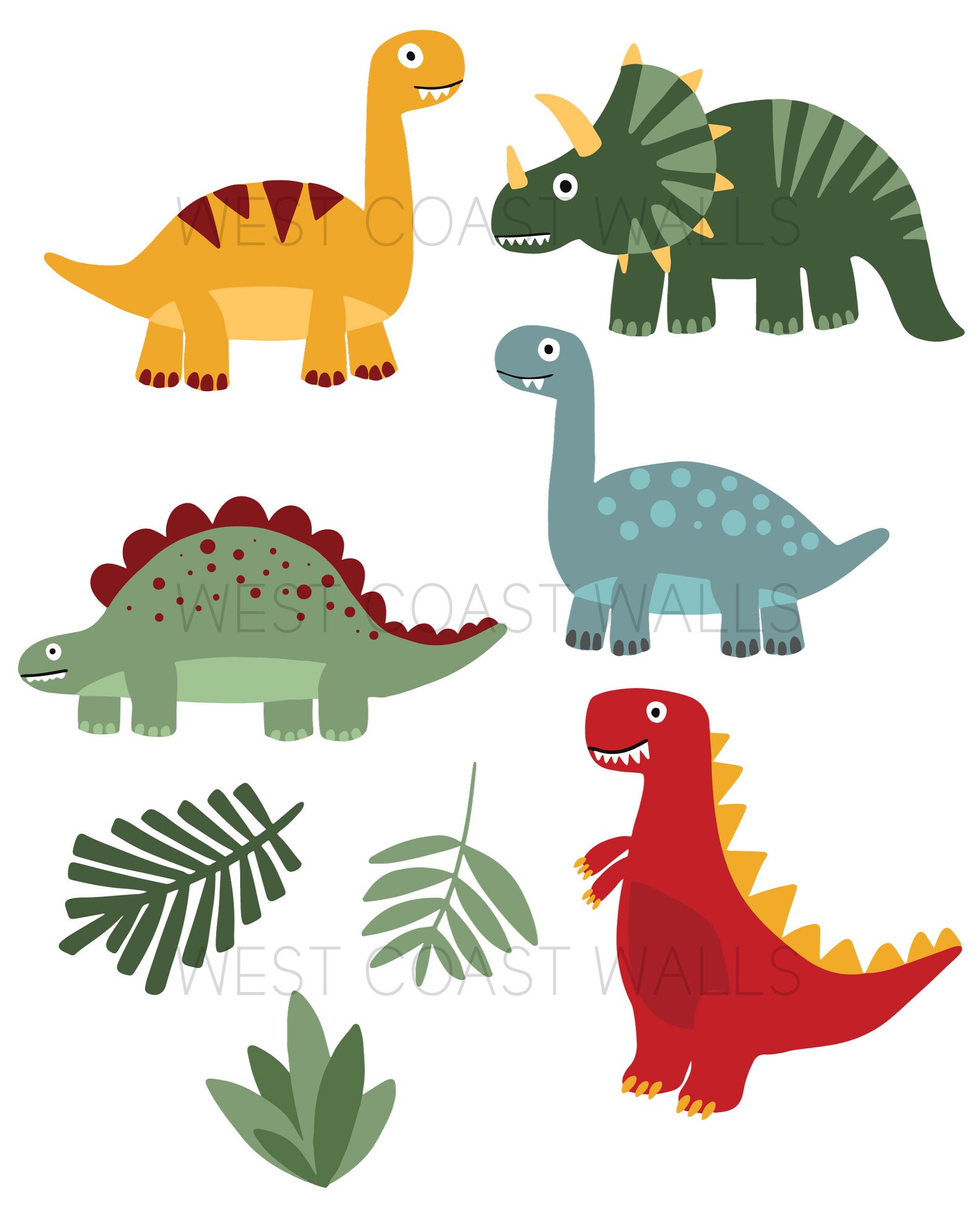 Dinosaur Decals / Dinosaur Decor / Removable Dinosaurs / Etsy