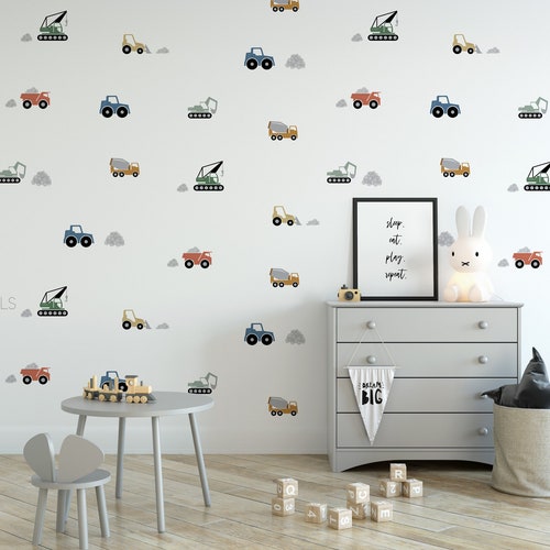 Construction Truck Wall Decals Kids Room Decals Etsy