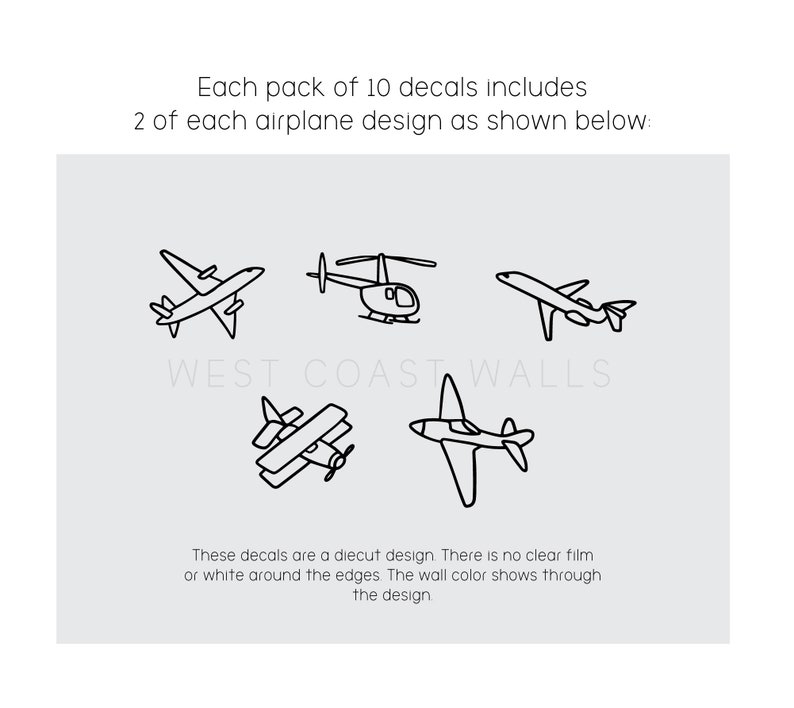 Minimalist Airplane Decals / Simple Airplane Decor / Removable Airplane Wall Decals / Nursery Decor / Boys Room / Airplane Stickers image 5