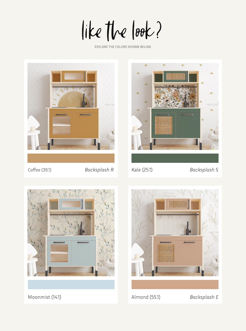 Ikea DUKTIG Kitchen Removable Decals / Ikea Play kitchen hack / Play Kitchen Accessories / Duktig Customisation / Custom Play Kitchen image 5
