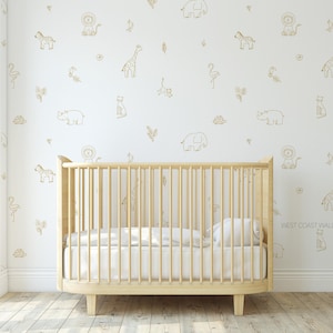 Drawn Jungle Animals Removable Wall Decals / Jungle Decor / Jungle Theme / Nursery Decor / Boys Room / Lion Cheetah Toucan Elephant Giraffe image 2
