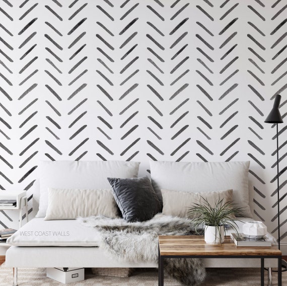 Buy Herringbone Removable Wallpaper  Gray and White Chevron Peel Online in  India  Etsy