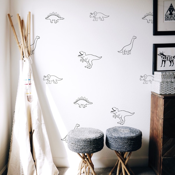 Minimalist Dinosaur Decals / Dinosaur Decor / Removable Dinosaurs / Nursery Decor / Boys Room / Dinosaur Stickers / Dinosaur Decor / T-Rex