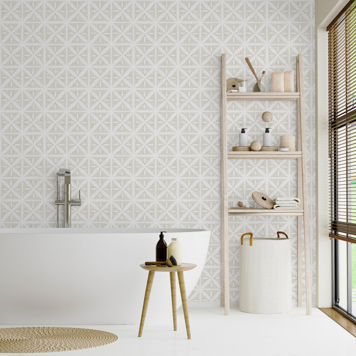 Moroccan Removable Wallpaper / Hand Painted Tile Wallpaper / Etsy