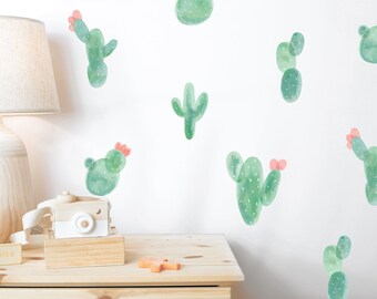 Décalcomanies Cactus / Autocollants Cactus / Papier peint Cactus / Aquarelle Cactus / Chambre d’enfants / Décalcomanies de crèche