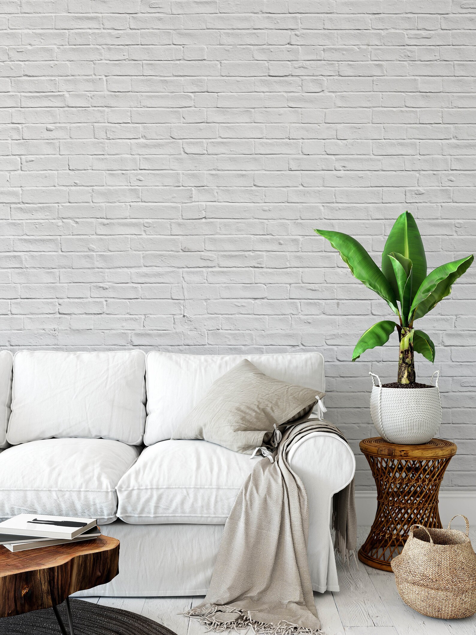 White Brick Removable Wallpaper / White Wash Brick / Brick Etsy