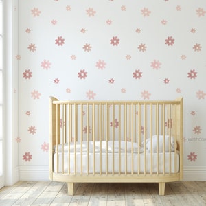 Simple Watercolor Boho Flowers / Retro Wall Decals / Flower Wall Stickers / Floral Walls / Girls Room Wall Decals / Groovy Wall /