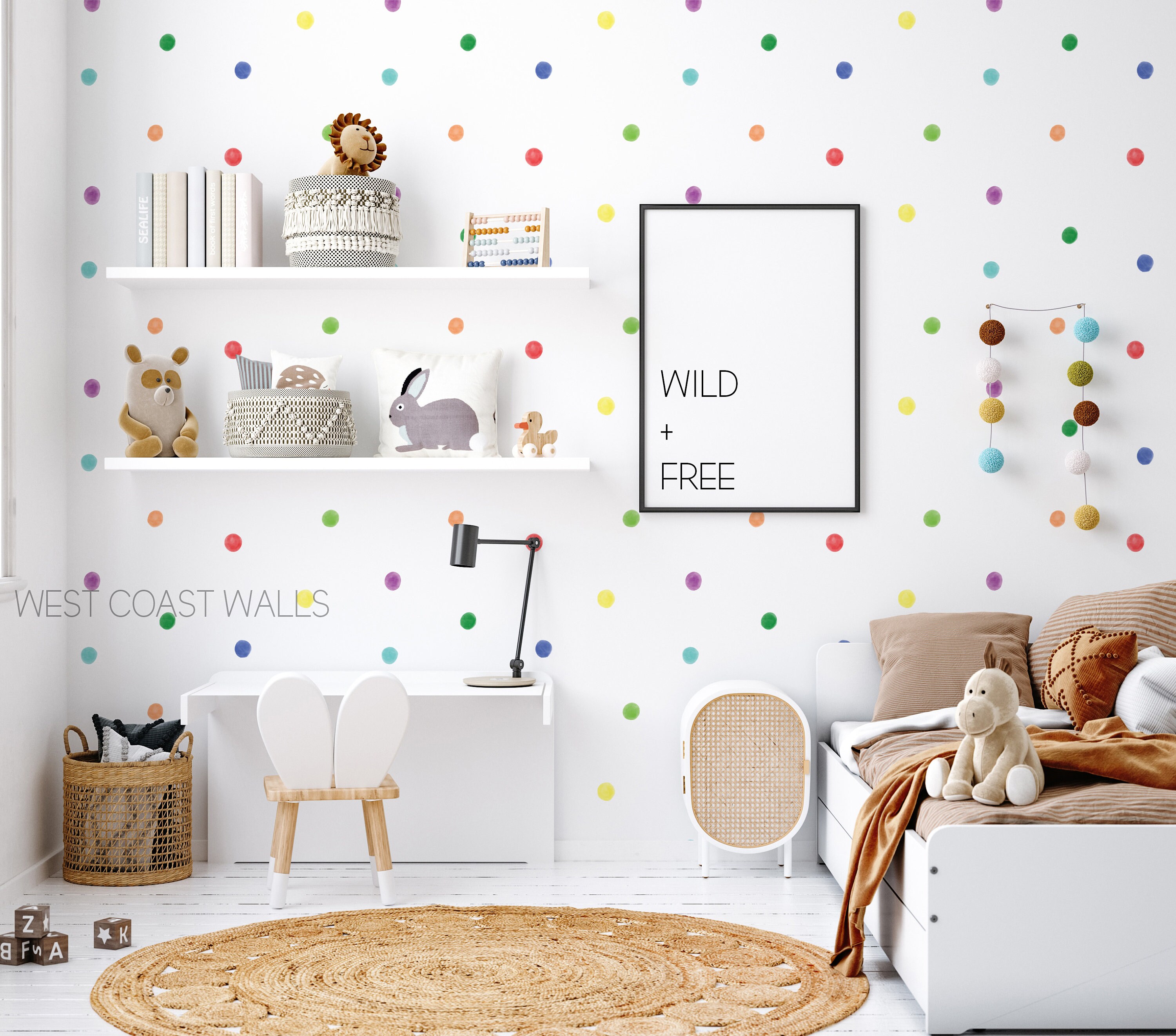 Rainbow Dots Wall Decals / Removable Rainbow Decals / Peel and Etsy