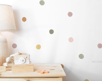 Neutral Rainbow Painted Removable Dot Decals / Removable Polkadots / Dot Wall Stickers / Modern Nursery / Neutral Nursery / Rainbow Dots