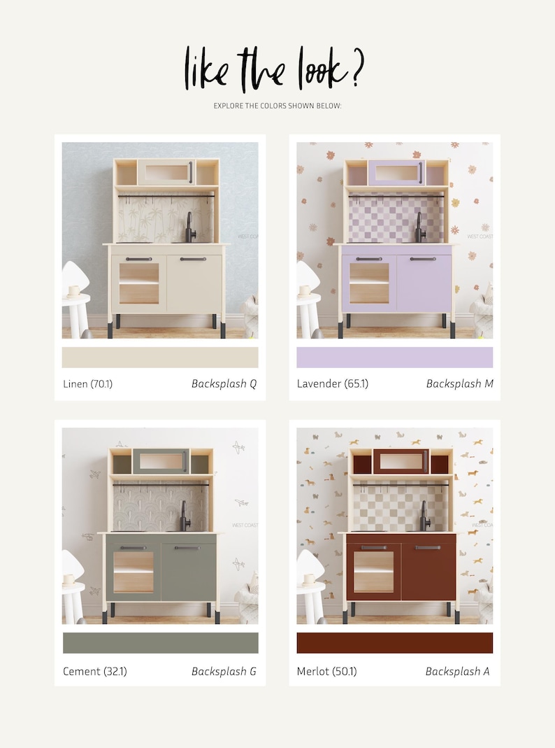 Ikea DUKTIG Kitchen Removable Decals / Ikea Play kitchen hack / Play Kitchen Accessories / Duktig Customisation / Custom Play Kitchen image 3