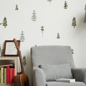 Watercolor Trees Wall Decals / Removable Decals / Forest Decals / Wilderness / Forest Compilation / Wilderness Wall Art / Boys Nursery