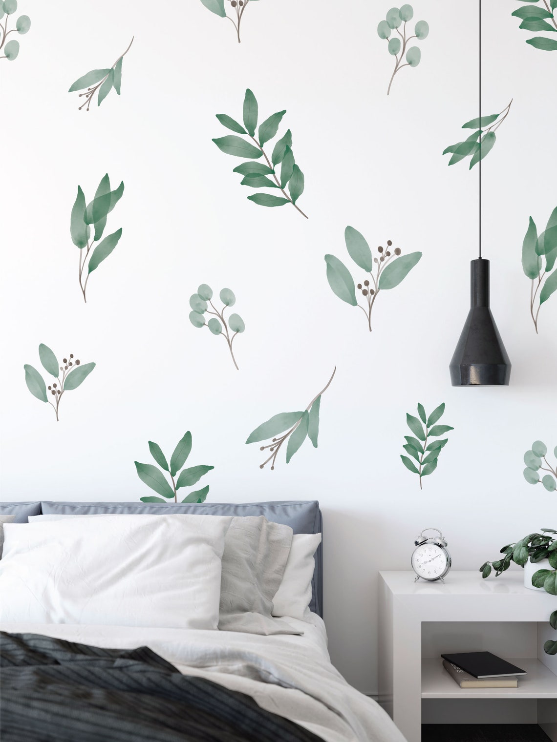 Removable Wall Decals / Watercolor Leaves / Botanical / Etsy