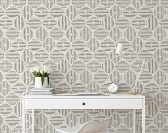 Modern Boho Diamonds Wallpaper / Bohemian Style / Mudcloth Wallpaper / Abstract Wallpaper / Hand Drawn Wallpaper