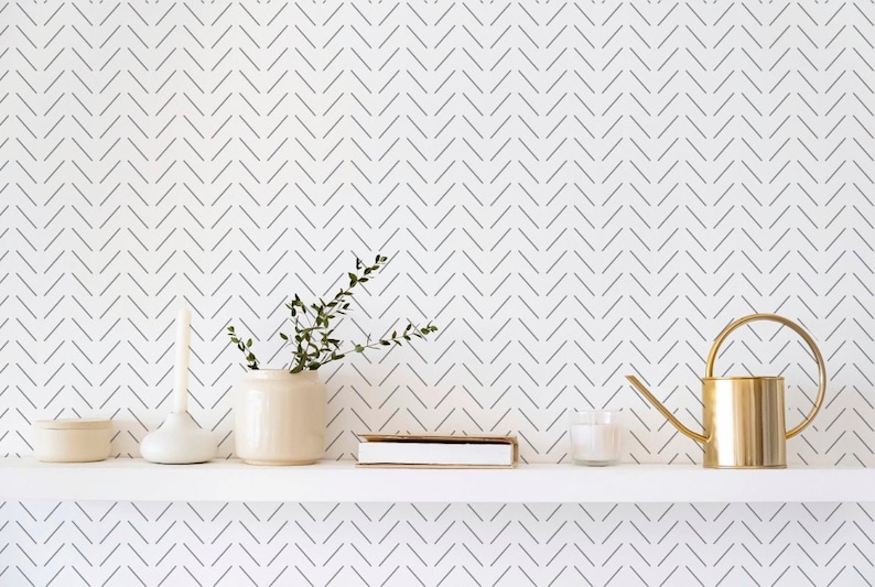 Herringbone Wallpaper / Chevron Wallpaper / Zig Zag Wallpaper Etsy Canada