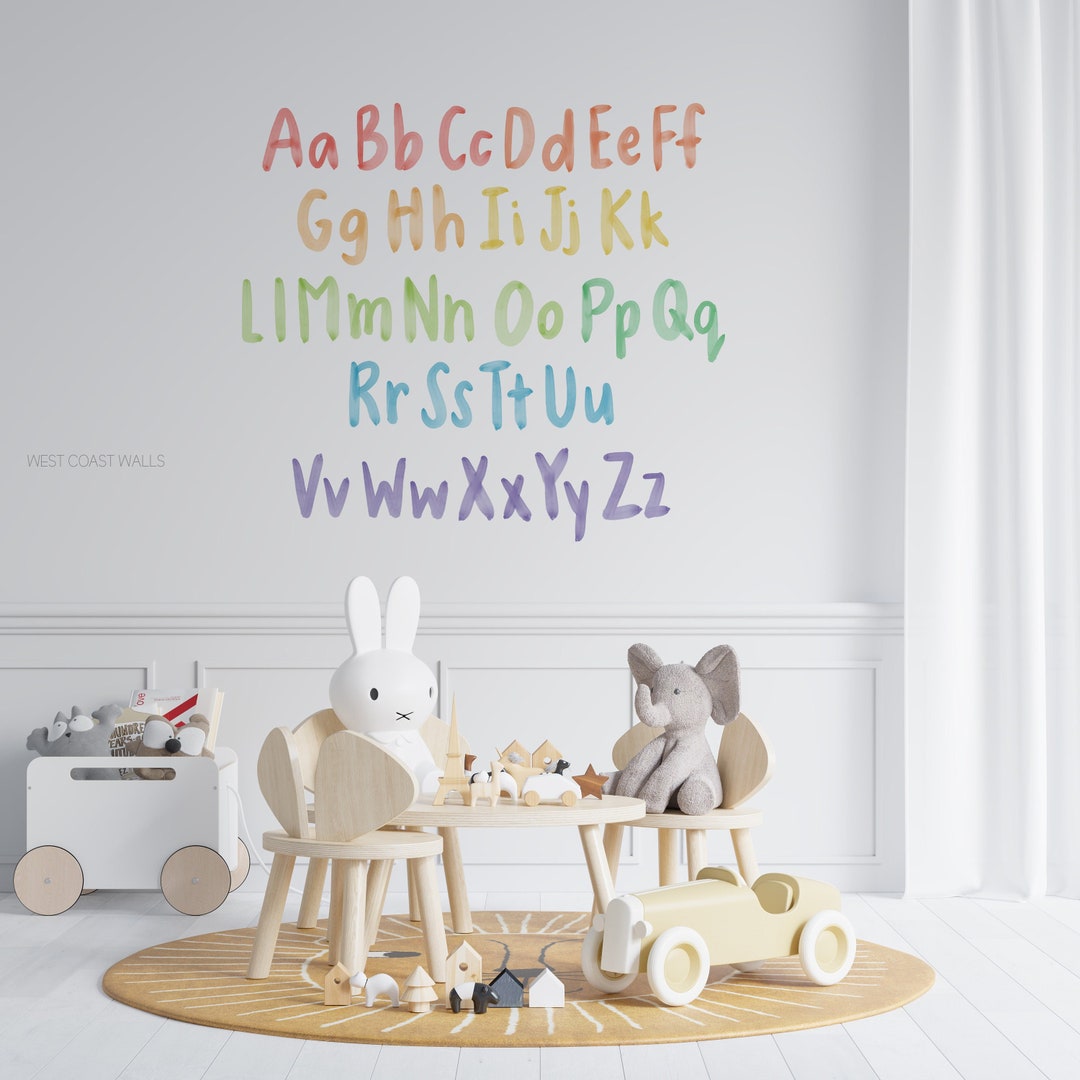 Watercolor Alphabet Letters Removable Decals / Alphabet Sticker Set / Alphabet Classroom Decor / Rainbow Alphabet Decals / Letter Decals /