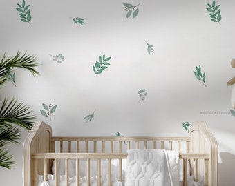 Verwijderbare muurstickers eucalyptus / aquarelbladeren / botanisch / stickers eucalyptus / muurstickers bladeren / muurstickers groen / Scandinavisch