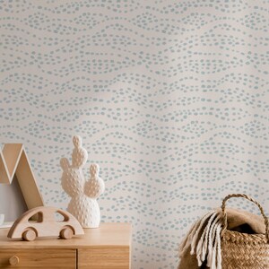 Boho Dot Wave Wallpaper / Bohemian Style / Eclectic Wallpaper / Hand Drawn Wallpaper / Boho Feature Wall image 4