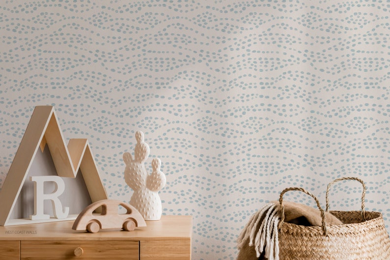 Boho Dot Wave Wallpaper / Bohemian Style / Eclectic Wallpaper / Hand Drawn Wallpaper / Boho Feature Wall image 4