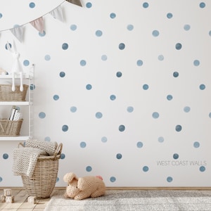 Blue Ombre Removable Watercolor Dots / Removable Wall Polkadots / Dot Wall Stickers / Modern Nursery Decals / Neutral Nursery