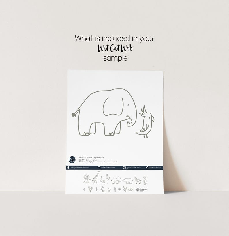 Drawn Jungle Animals Removable Wall Decals / Jungle Decor / Jungle Theme / Nursery Decor / Boys Room / Lion Cheetah Toucan Elephant Giraffe image 10