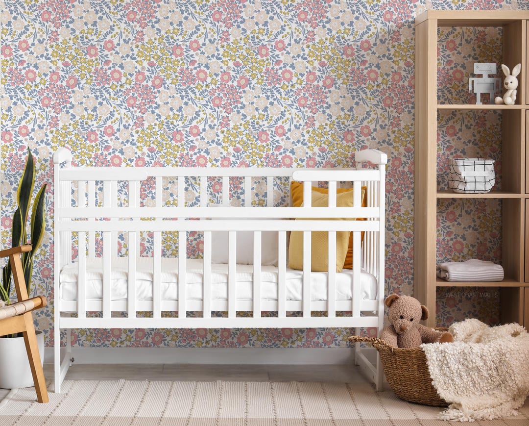 Harriet Floral Wallpaper / Hand Drawn Floral Design / Vintage Floral ...