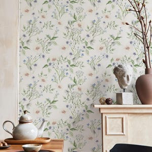 Papier peint fleurs sauvages Lilly / Papier peint floral / Papier peint botanique / Mur décoratif