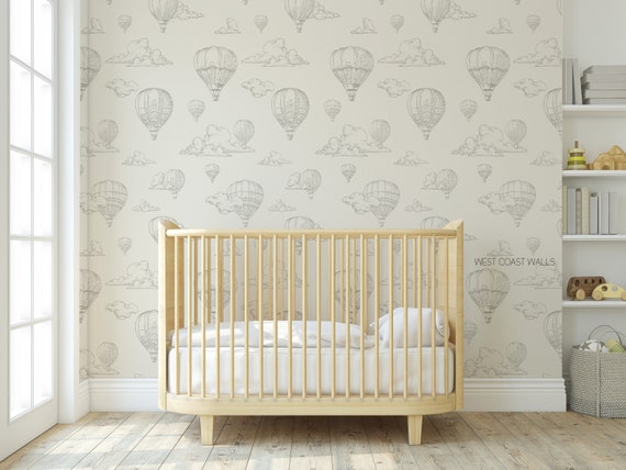 Vintage Hot Air Balloon Wallpaper, alternate colors available / Wallpaper / Air Balloon Decor / Air Balloon Wallpaper / Nursery Wallpaper