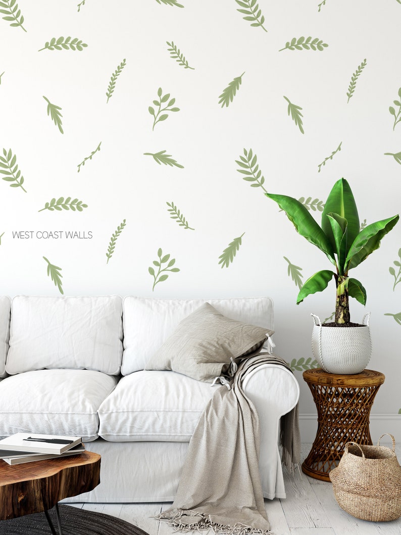 Green Leaves Wall Decals / Botanical Decals / Leaf Decals / Etsy Canada
